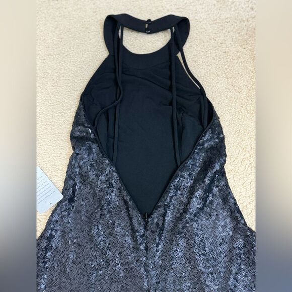 NWT Dress The Population 'ANNIE' Halter Sequin Black  Mini Open Back Dress Sz M - Picture 9 of 15